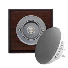 Modern Living Square Wireless Doorbell in Mahogany and Brushed Nickel - Nickel Centre - Standard Plug in F5S