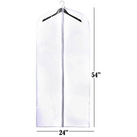 Clear Vinyl Garment Bag - Protect your Clothing while Traveling and Dust Free while Hanging in your Closet. These Garment Bags are ideal for Coats, Suits, Dresses or Gowns - Set of 2 (24 X 54 Inches)
