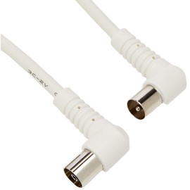 PRO SIGNAL JR9008A/2M WHITE-ROHS TV Aerial Lead, 90 Degree Coax Plug to 90 Degree Coax Socket 2m White
