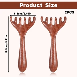 2 PCS Wooden Massage Comb 6 Claws, Wooden Head Massager Scalp, Wood Therapy Massage Tools for Head, Back, Legs, Feet, Wood Scalp Massager for Father's Day and Mother's Day Gifts