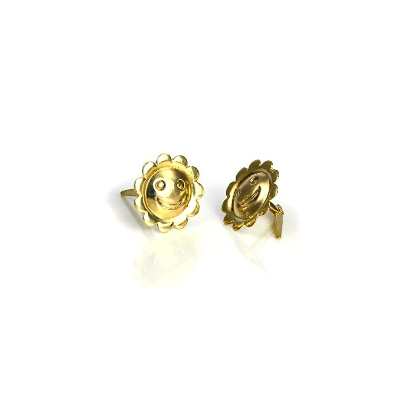 9ct Gold Smiling Sun Stud Earrings with Andralok Clasp, Yellow