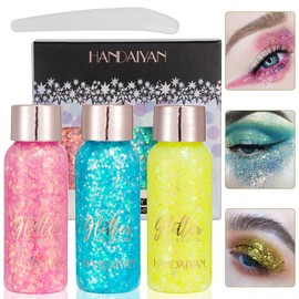 Set de 3 Gel Corporal Purpurina Escamas Sirena, Glitter Maquillaje Piel Cremosa Para Cabello Cuerpo Sombra de Ojos Uñas de Labios, Para Pintura Decorar Arte Fiesta Bodas Beauty (Glitter Body Gel-B)