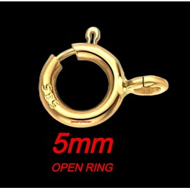 JewelryMaven 5mm STANDARD WEIGHT 14k Solid Yellow Gold Spring Ring Clasp OPEN Jump USA