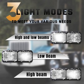 Sterlix Black Headlights for Kenworth T600 Peterbilt 379 T800 W900 C500 Headlights Assembly OE Replacement Kenworth Peterbilt 379 Fornt Headlamp Driver Left Side