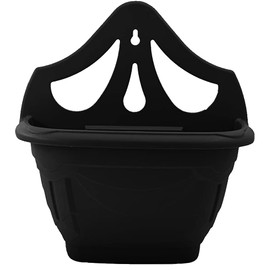 ANGIX 31cm Venetian Wall and Fence Planter | Lightweight And Durable Plastic Hanging Basket For Flowers, Ideal For Indoor And Outdoor Decoration - Black