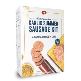PS Seasoning Garlic Summer Sausage Kit - Includes Sausage Seasoning Mix, Cure, and Casings for up to 25 lbs of Meat - Easy to Use, Complete with Instructions - For Pork, Beef, Venison, Wild Game