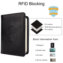 WALNEW Passport Holder for Travel, RFID Passport Cover Wallet for Women Men, PU Leather Passport Book Card Holder Case with Pen, Travelling Essentials for Flying