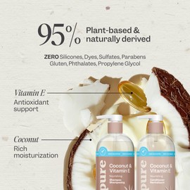 Renpure Plant Based Coconut and Vitamin E Moisturize and Replenish Conditioner - Ideal for Dry, Lifeless Hair - Leaves Hair Silky and Smooth - Paraben Free - Recyclable, Pump Bottle Design - 24 fl oz