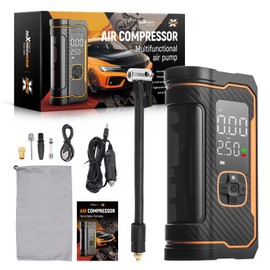 maXpeedingrods Tire Inflator Portable Air Compressor Air Pump Cordless for Car, Bike, Motorcycle, Ball, with Digital Pressure Gauge, LED Light and Auto Shut-Off Function