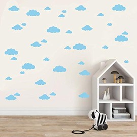 31 calcomanías de pared de nubes surtidas, tamaño mixto de 4 a 10 pulgadas, calcomanías de vinilo para guardería de bebés, recámara de niños o sala de