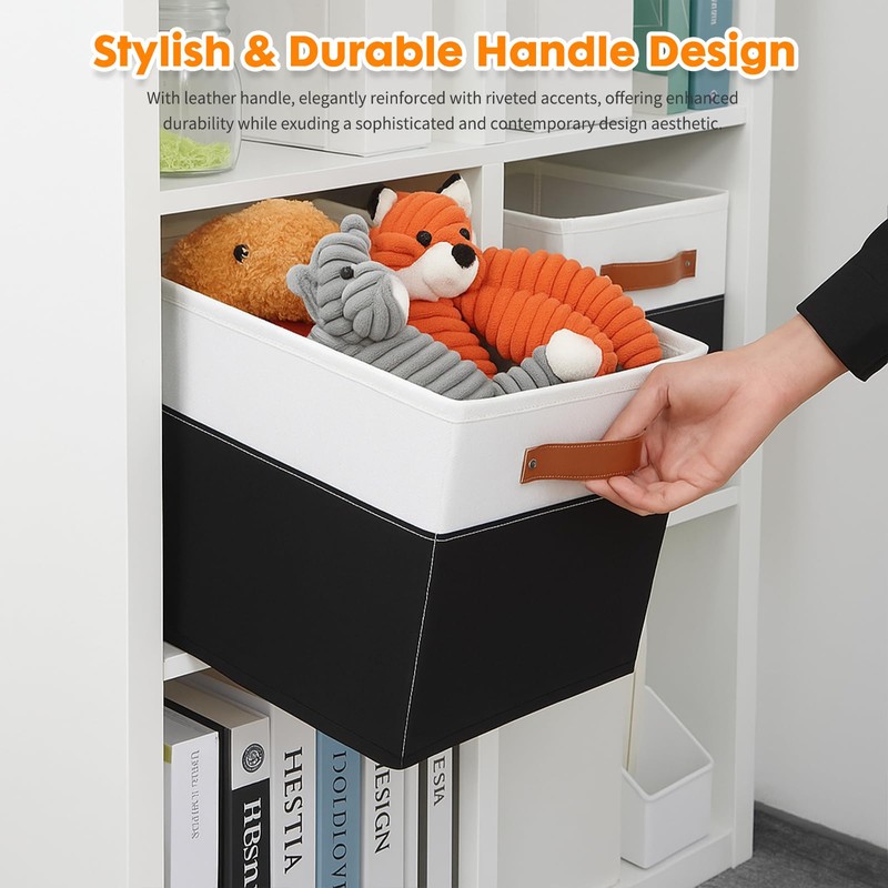 powerking Fabric Storage Box Bins, 2 Pack Foldable Cloth Storage