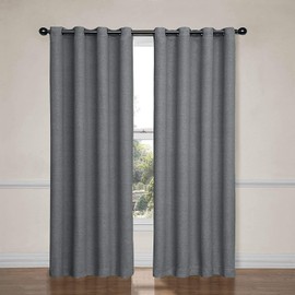 ECLIPSE Window Treatment Thermal Insulated Single Panel Grommet Top Darkening Curtains for Living Room, 52" x 63", Pewter