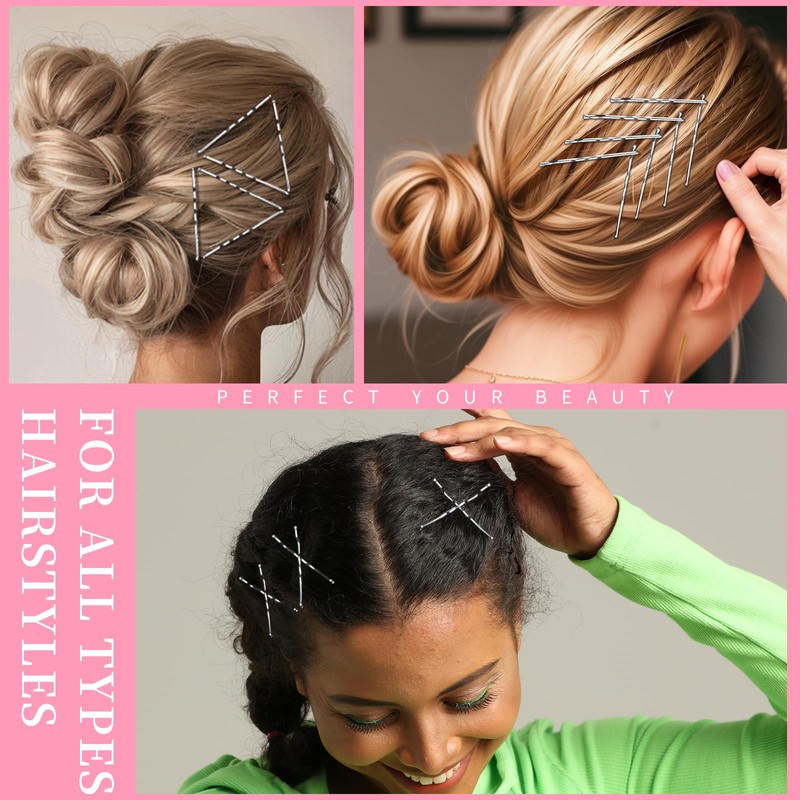 500Pcs Bobby Pins, Silver Bobby Pins for Gray Hair 2inch