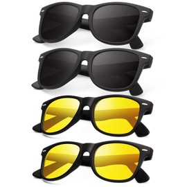 Occhsouo Polarized Sunglasses Womens Men - Sun glasses Fashion Trendy Driving Fishing UV Blocking UV400 Protection (black*2+yeshiyellow*2)