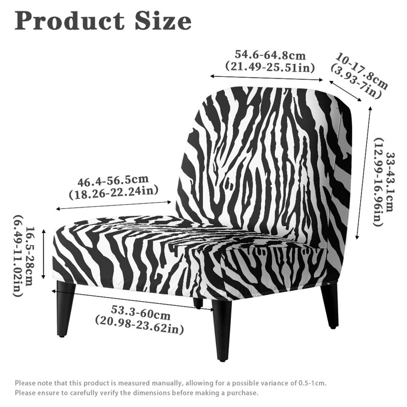 Armless Accent Chairs Covers Thick Zebra Print Armless Sofa Cover