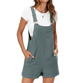 ANRABESS Women's Short Overalls Summer Adjustable Strap Loose Fit Bib Shortalls Maternity Romper Travel Vacation Clothes, Lake, Large