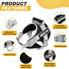 Dog Harness with Velcro Fastening, Anti-Pull Breathable Chest Harness, No-Pull Safety Harness, Reflective Dog Harness, Adjustable, Soft, for Large/Small Dogs (Black, XL)