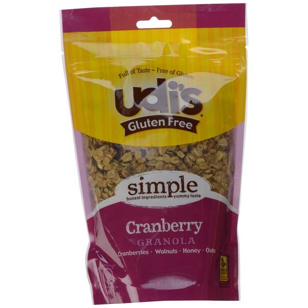 Udi's Gluten Free Granola, Cranberry, 12 oz Pouches (Pack of 3)