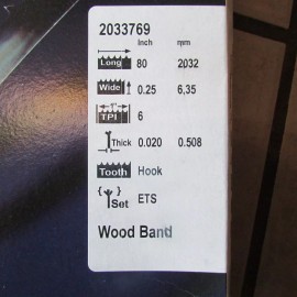 Olson Band Saw Blades - Wood Band - #2033769 - 80" Long - 0.25 Wide    (B 97)