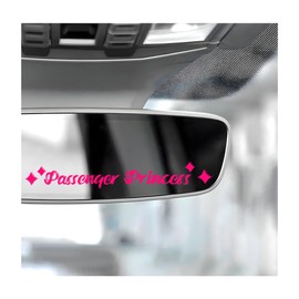 FSTURIOS 5 PCS Passenger Princess Stickers, Funny Car Decor Cute Passenger Princess Vanity Mirror Decal, Reflective Rearview Mirror Lettter Decals for Auto Window Makeup (Pink)