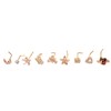 9pcs Nose Studs Set Golden Stainless Steel L Shape Shiny
