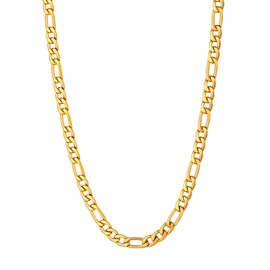 U7 Classic Figaro Chain for Men and Women Stainless Steel / 18 Carat Gold-Plated 1+3 Link Chain Hip-Hop Chain 3/5/9/12 mm Wide Figaro Chain Necklace Jewellery Accessory in 46/51/55/61/66/71/76 cm,