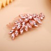Teyglen Rhinestone Headpiece Bridal Crystal Hair Comb Full Pink Crystal