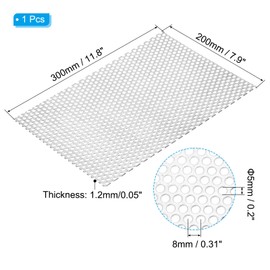 PATIKIL 11.8" L x 7.9" W Perforated Metal Sheets, 16Ga 0.2" Hole 304 Stainless Steel Mesh Stagger Expanded Perforated Metal Plate for Ventilation Filtration