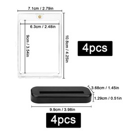 4 x Magnetic Card Holder 35PT Magnetic Card Holder with 4 x Trading Card Stand Card Sleeves Trading Card Sleeve UV Card Foils Magnetic Holder Hard Case for Yugioh TCG Toploader