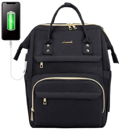 LOVEVOOK Laptop Backpack Womens Black Small Backpack fits 13.3 Waterproof School Bags Rucksack Casual Ladies Daypack with USB Charging Port for College Work Travel Business (14inch, Black)