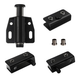uxcell Glass Door Hinge, 1 Set - Stainless Steel Magnetic Catch Latches and Glass Clamps for Single Door, for Cupboard Showcase Glass Door Swinging (Black)