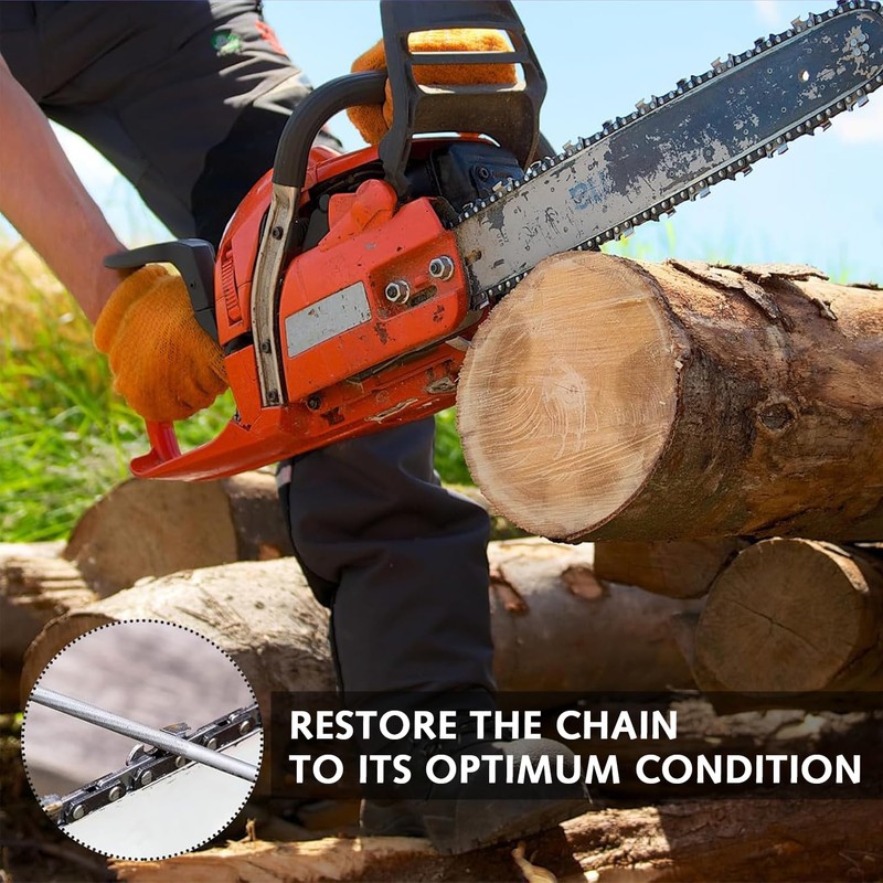 3 Pieces Chainsaw Chain Sharpening File,Professional Round Chainsaw Sharpener for
