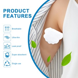 Z0BMIO 40 PCS Armpit Sweat Pads, Disposable Underarm Sweat Pads, Underarm Sweat Pads Invisible For Men & Women（White）