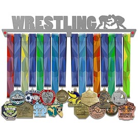VICTORY HANGERS Wrestling Medal Hanger Display V2 - Wall Mounted Award Metal Holder - 100% Stainless Steel Rack for Champions