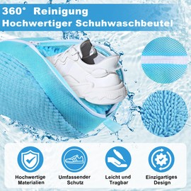 Shoe Wash Bag, Washing Machine, Pack of 2, Zip Laundry Bag for Shoes, Anti-Deformation, Lightweight and Portable, Reusable Laundry Net Laundry Shoe Bag for Trainers (Blue, 39 cm x 25 cm x 9 cm)