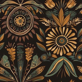 LaiTique Boho Floral Peel and Stick Wallpaper, Indian Wallpaper, Self Adhesive Vinyl Geometric Wall Paper for DIY Home Decor, 17.7in x 118in