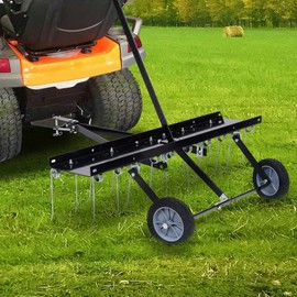 ZJMTOCYU Aerate and Clear Lawns with Scarifier for Ride-on Mower, 39.4" Working Width, Durable Steel Construction, Black