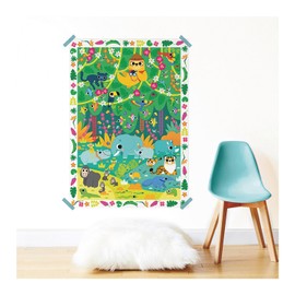 POPPIK 1841203 Sticker Poster, Jungle, Creative Poster with Removable Animal Stickers, Sticker Set for Crafts, for Children from 3 Years, 46 x 68 cm