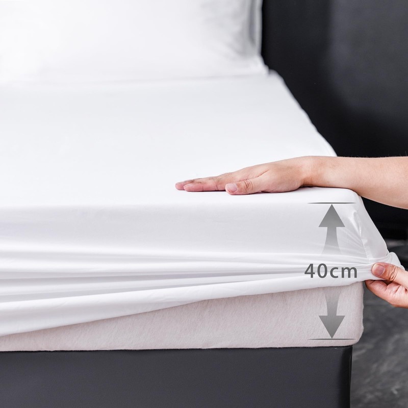 MIKI WELL King Size Fitted Sheet Deep - White Bottom