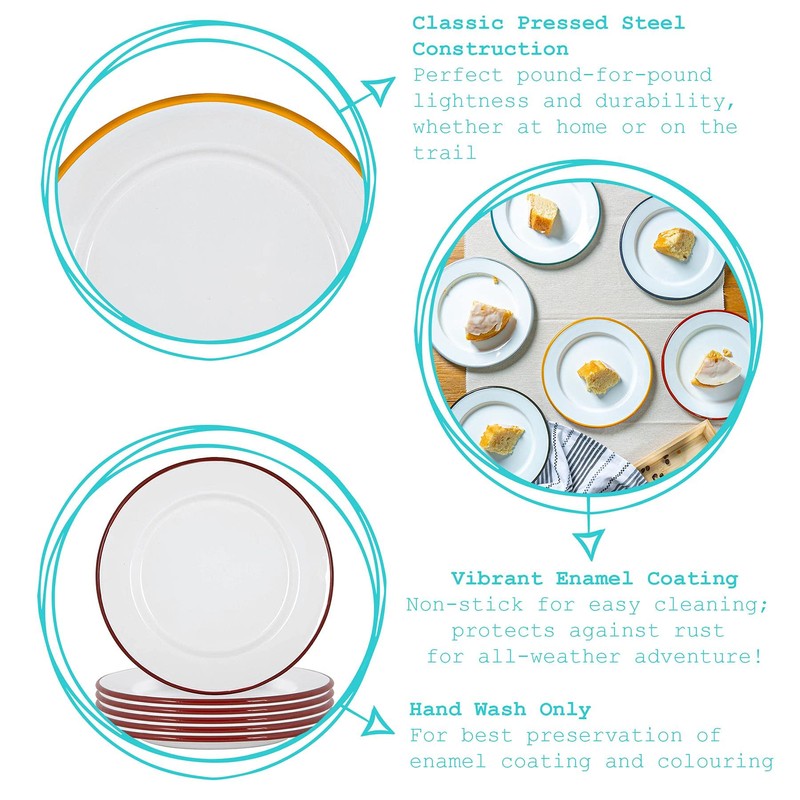 Argon Tableware White Enamel Side Plates - Metal Outdoor Camping