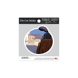 Die Cut Sticker Durango, Colorado, Durango and Silverton Narrow Gauge Railroad, Contour Vinyl Sticker 1 to 3 inches (Waterproof Decal for Cars, Water Bottles, Laptops, Coolers), Small