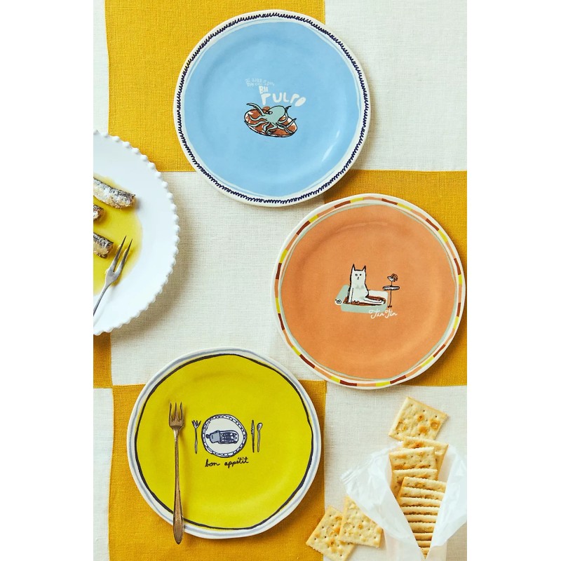 Anthropologie The Original Tinned Fish Candle Dessert Plate Octopus Blue
