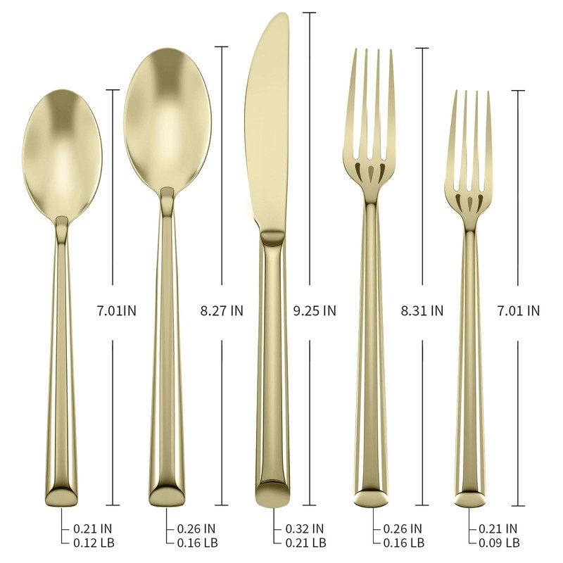 Kelenfer Champagne Gold Silverware Set 18/10 Stainless Steel Flatware Set,