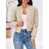 Tankaneo Womens Cropped Bomber Jackets Casual Button Down Long Sleeve