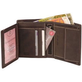 HC Men's High-Quality Wallet Portrait Format Antique Leather RFID Protection, dark brown, purse