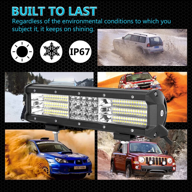 SKYWORLD 12" 330W Quad-Row Off Road LED Work Light Bar,