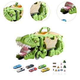 Perfeclan Verwandelbares Dinosaurierspielzeug, Kinder-Spielfahrzeug, lustiges tragbares Feinmotorik-Dinosaurier-Verschluckungsfahrzeug für Kinder im Alter von, Grün