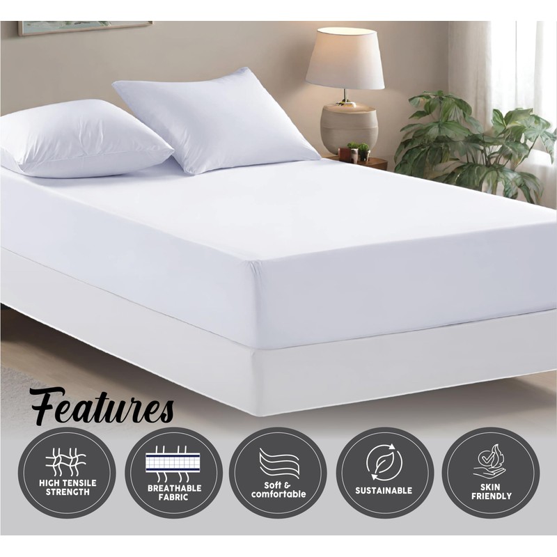 Funky Gadgets Double Fitted Sheet, White 300 Thread Count 100%