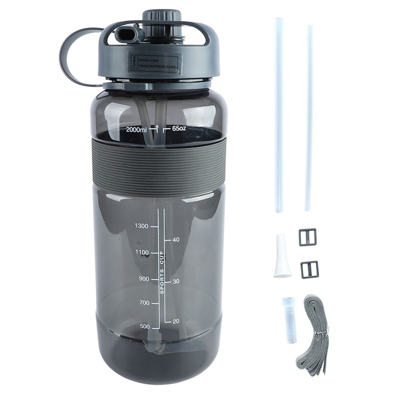 Sports Water Bottle, 2000 ml, Large Water Cup with Straw,