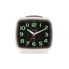 Formia Alarm Clock, White, Analog, Quiet, Continuous Second Hand, Luminous Dial with Light
